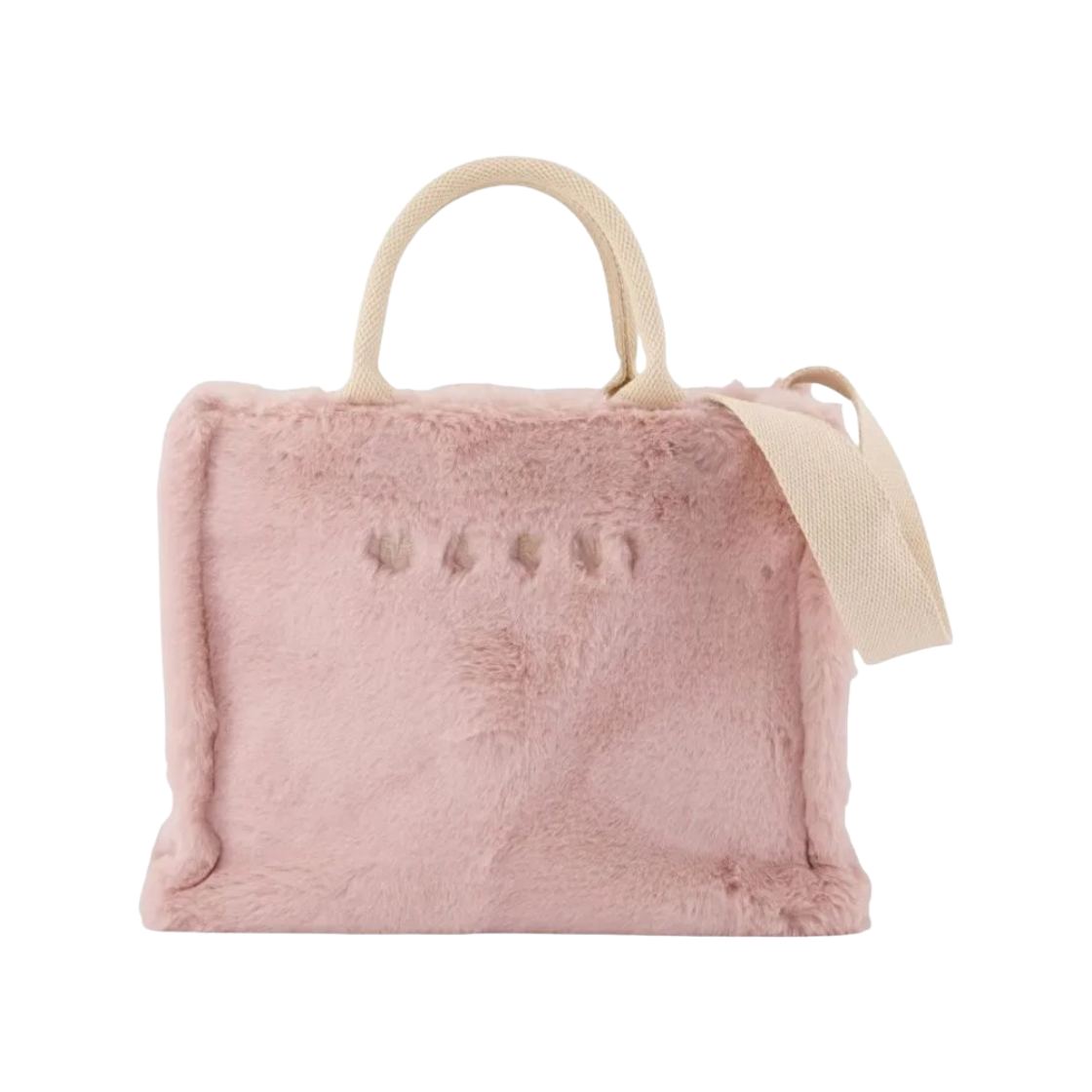 SHMP0077U6-P8681-00C09 Marni Fur Trim Small Tote Bag Light Pink