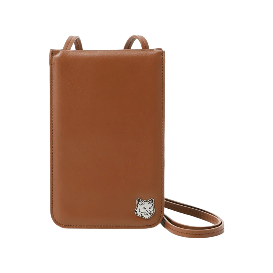 MM05340LC0043-P298 Maison Kitsune Fox Head Neck Crossbody Bag Dark Brown