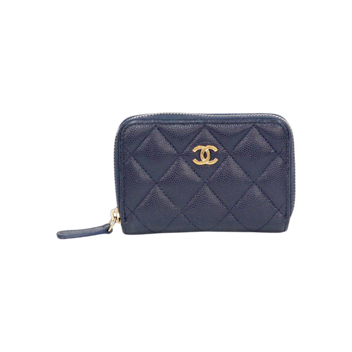 ITK4D2K4TNE7 Chanel Navy Caviar Leather Zip Card Wallet C-B41620