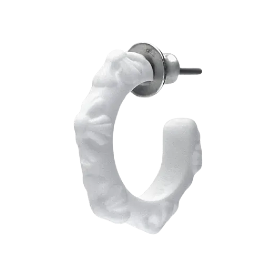 크롬하츠 실리크롬 CH 크로스 싱글 후프 이어링 화이트 2025(Chrome Hearts Silichrome CH Cross Single Hoop Earring White 2025)