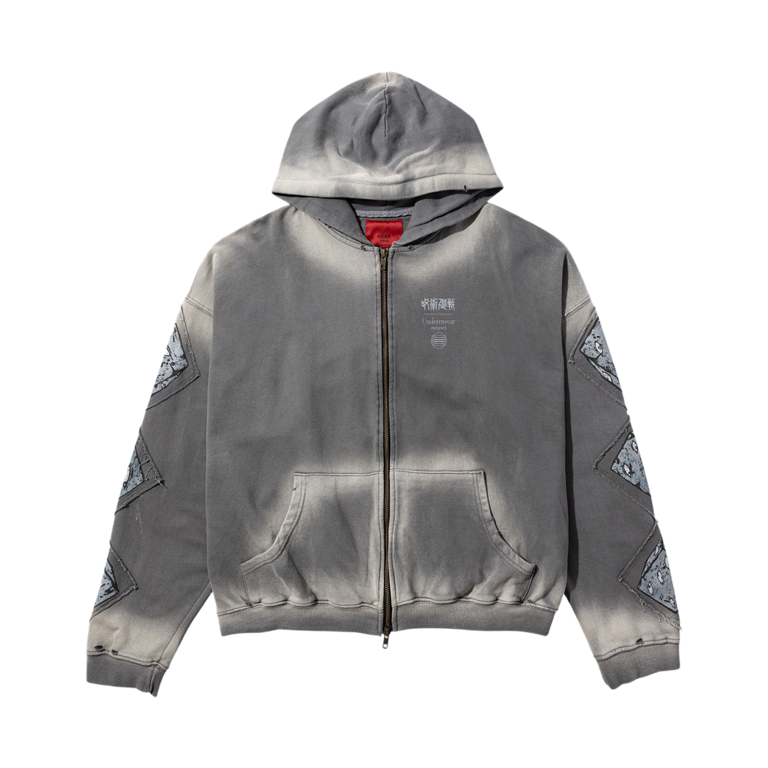 25FWUJPRZCH JUJUTSU KAISEN Undermycar Prison Realm Patch Vtg Zipped Hoodie Charcoal