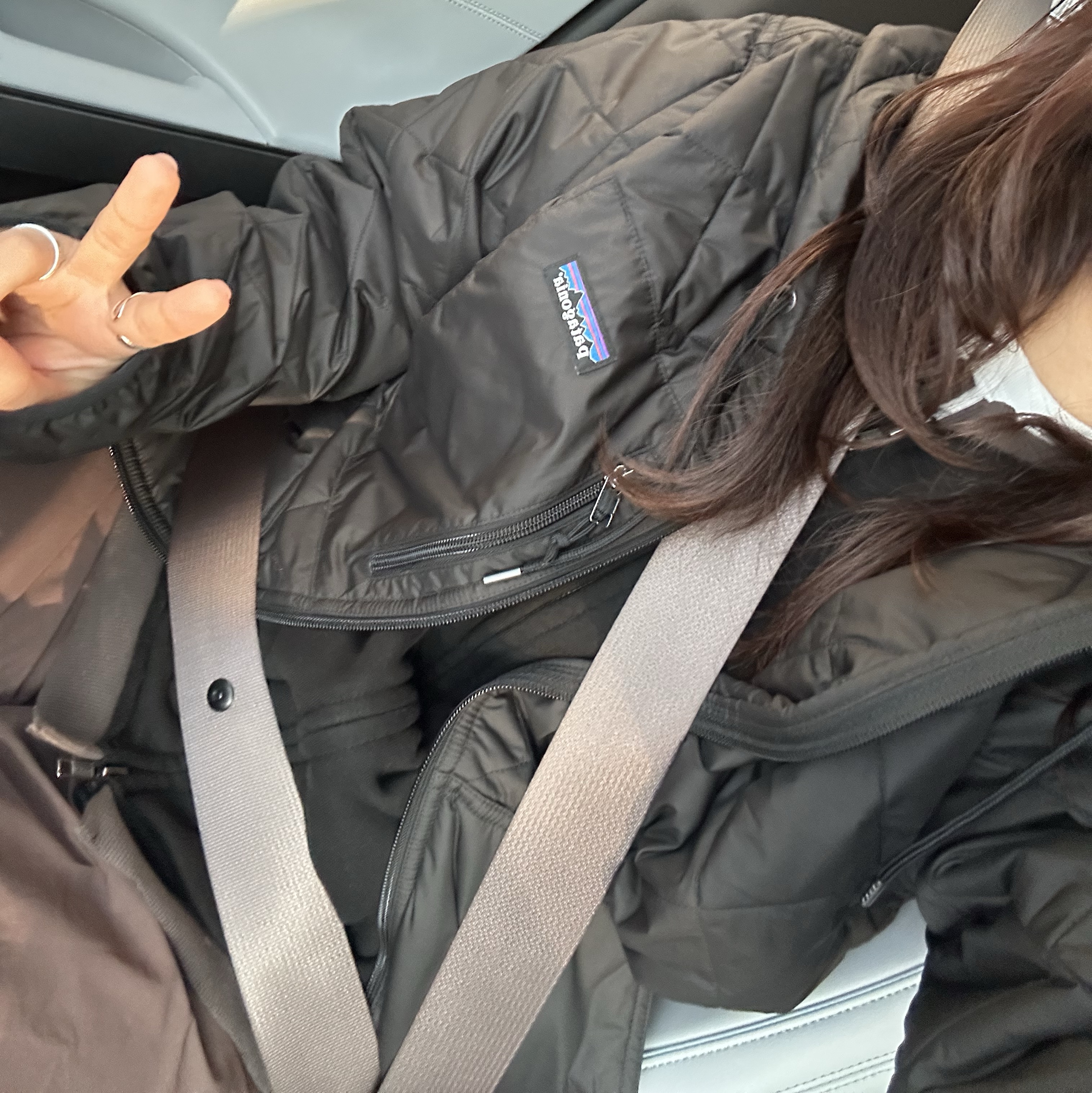 Patagonia Diamond Quilted Bomber Hoody Black ์ฐฉ์ฉ ์คํ์ผ - 1