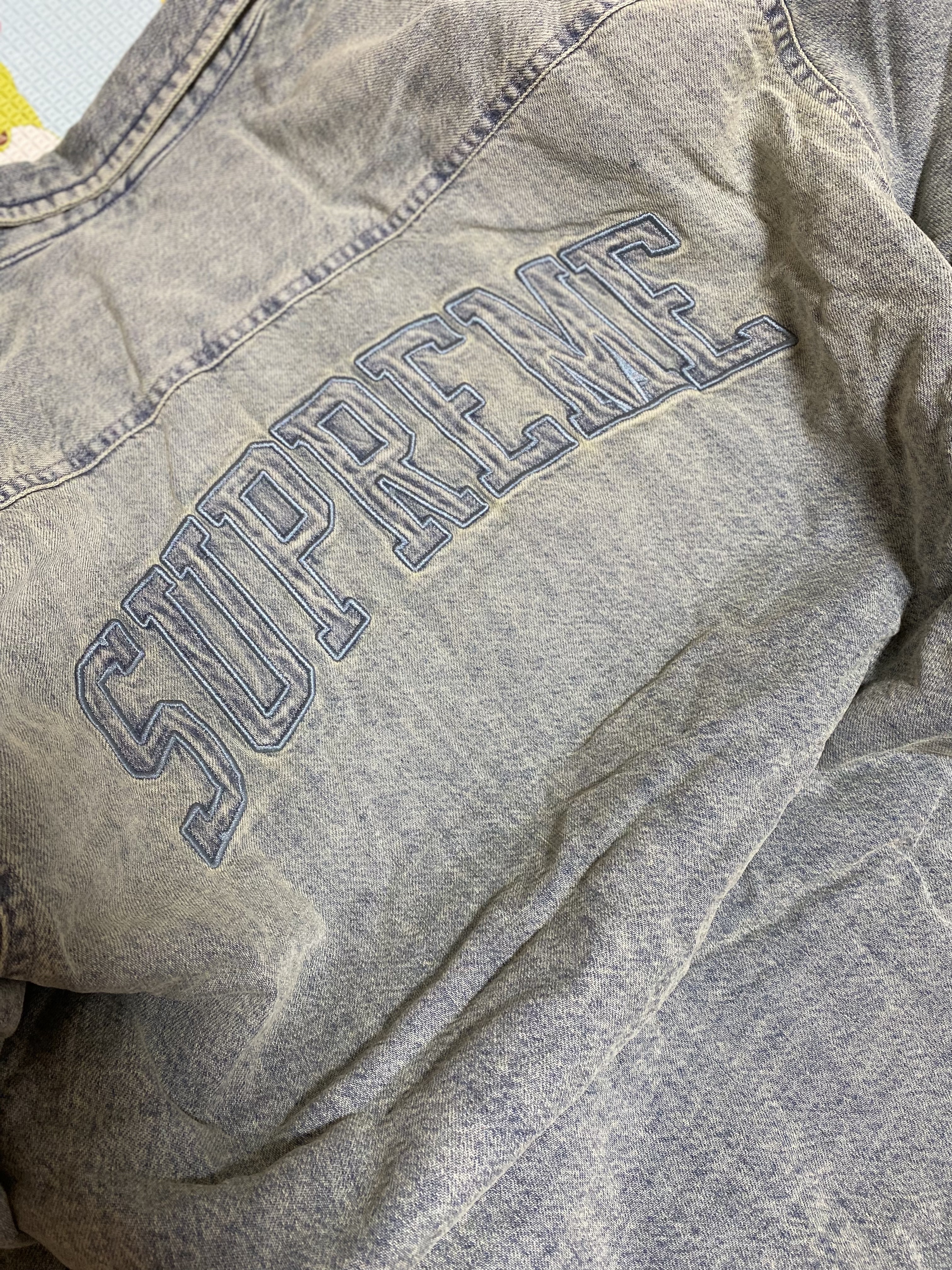 Supreme Faux Shearling Lined Work Shirt Washed Indigo Denim - 24FW 착용 스타일