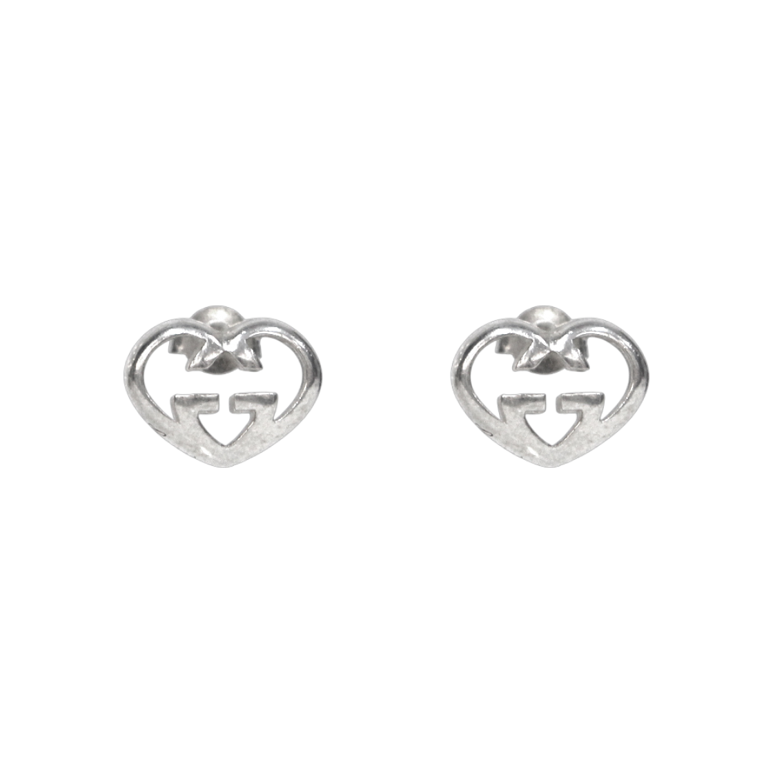 ITB7DWUHUNJI Gucci Heart Interlocking G Silver Earrings A-B41901