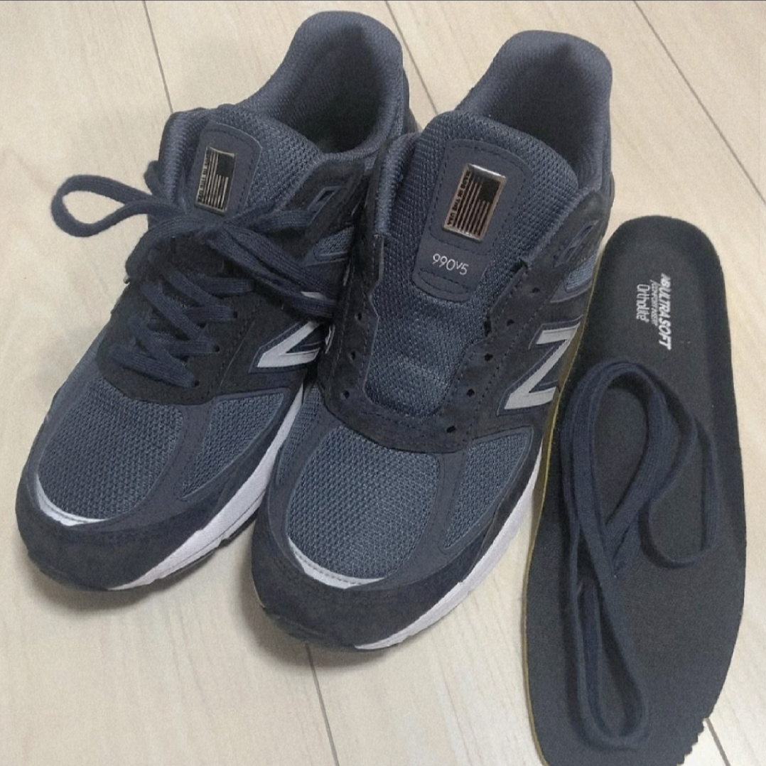 (W) New Balance 990v5 Made in USA Navy - B Standard 착용 스타일