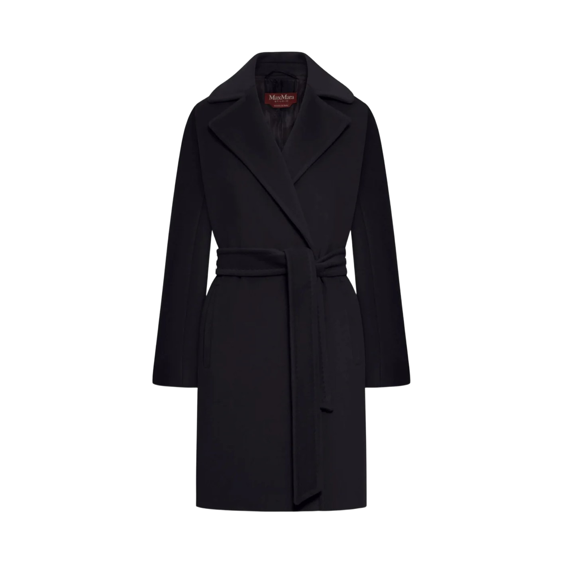 (W) 막스마라 스튜디오 사이어 버진 울 코트 블랙((W) Max Mara Studio Scire Virgin Wool Coat Black) - 1