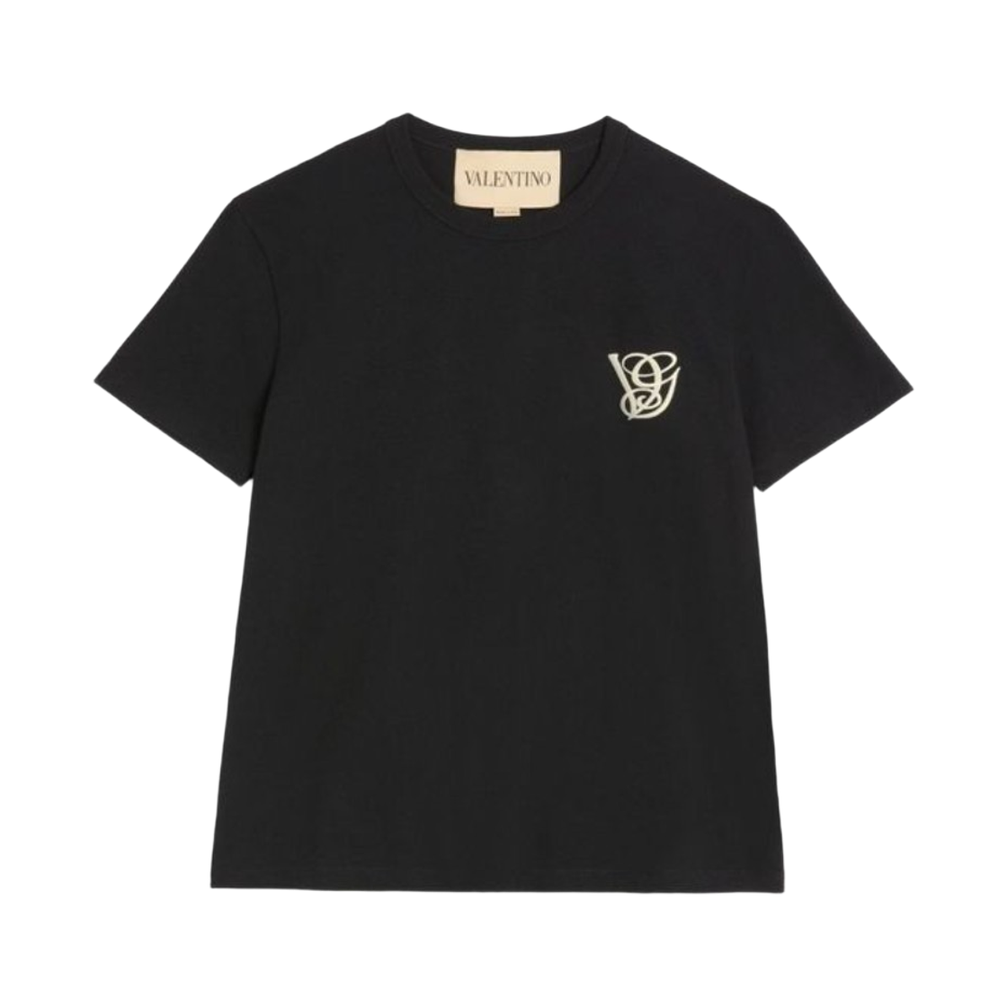 발렌티노 VG 패치 코튼 티셔츠 블랙(Valentino Cotton T-Shirt with VG Patch Black)