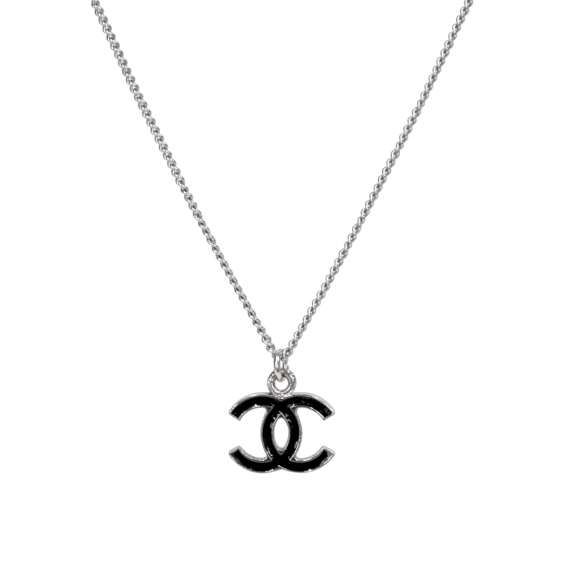 ITCJV68WLFBR Chanel Black CC Silver Necklace A-B40612