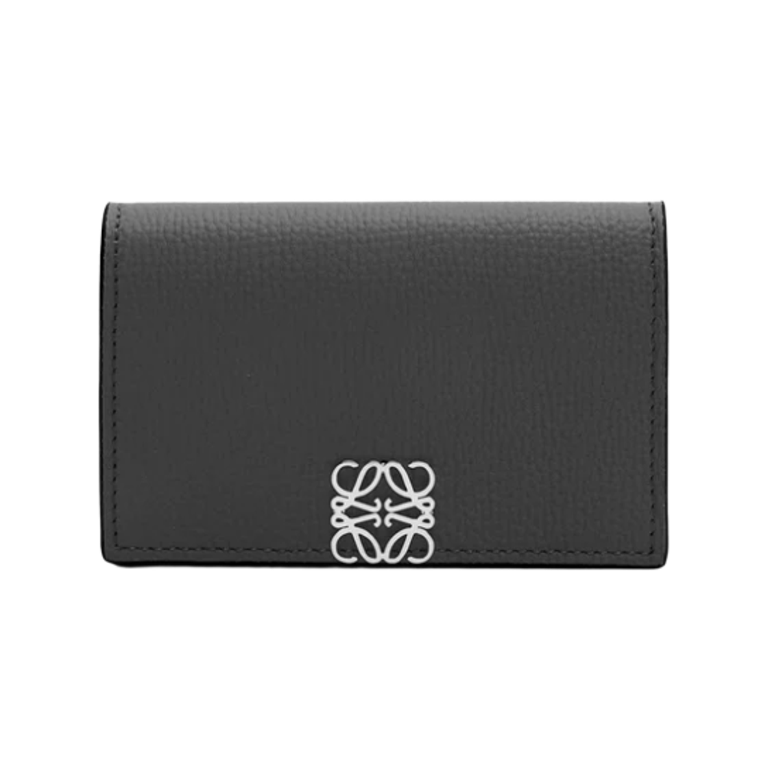 C821M97X08-1100 Loewe Anagram Business Card Holder in Pebble Grained Calfskin Black