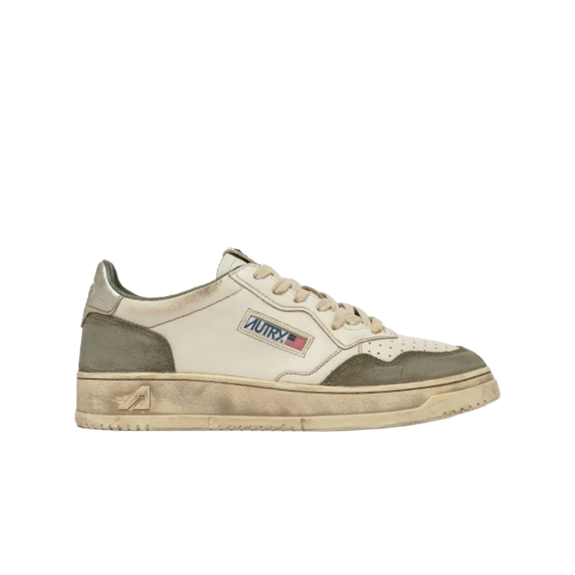 AVLM-LS10 Autry Medalist Super Vintage Leather Lizard Suede Low Sneakers White Silver