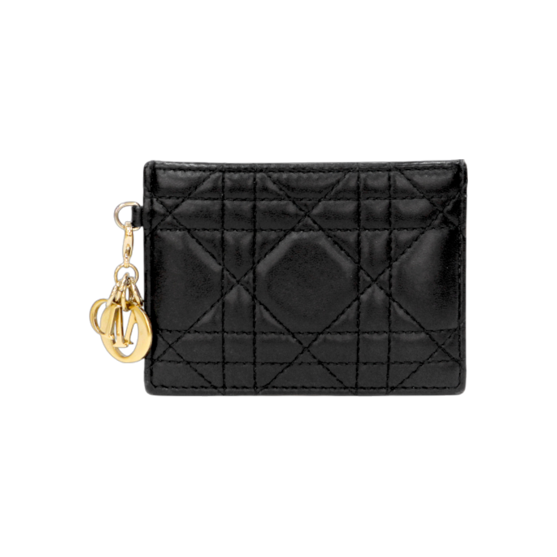 ITVGF2CSSMHH Dior Black Leather Cannage Card Holder Wallet C-B40947
