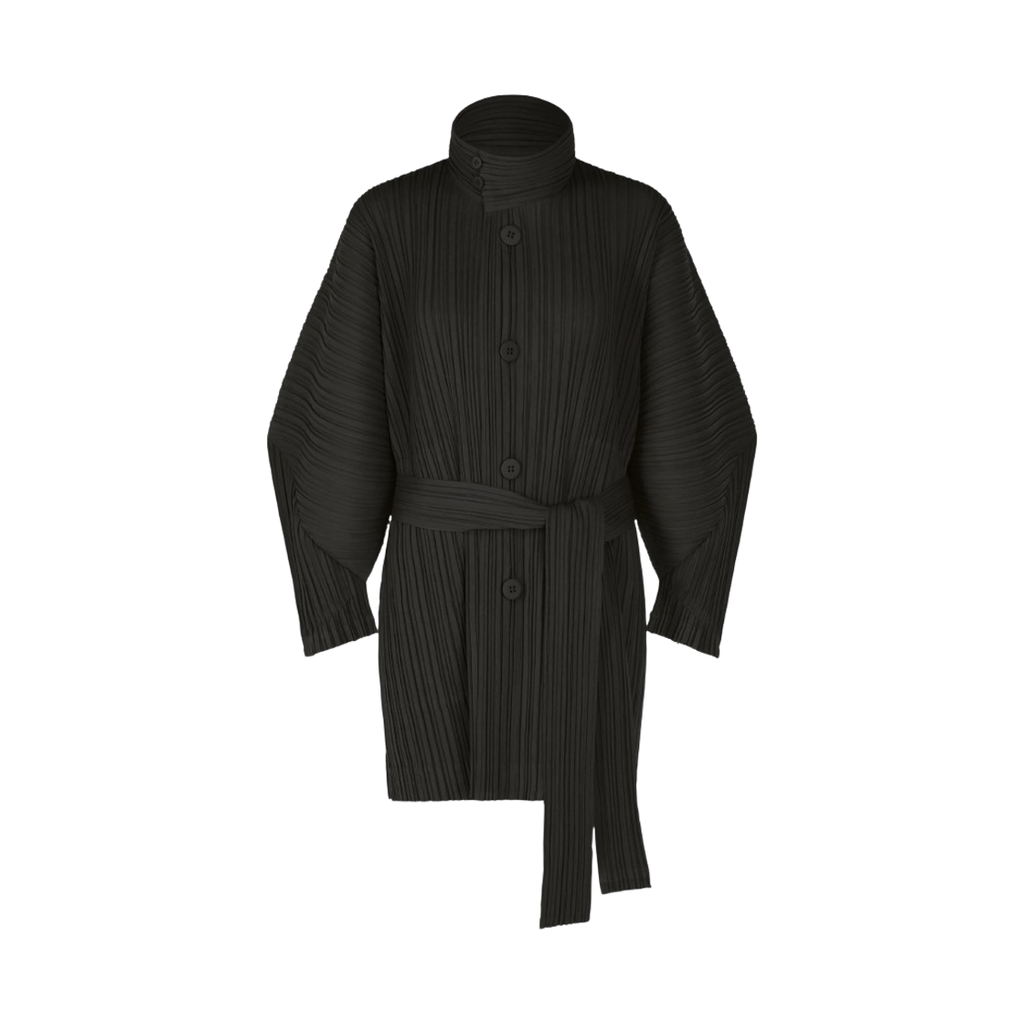 PP53-JA212-15 (W) Pleats Please Issey Miyake Wool Pleats Short Coat Black