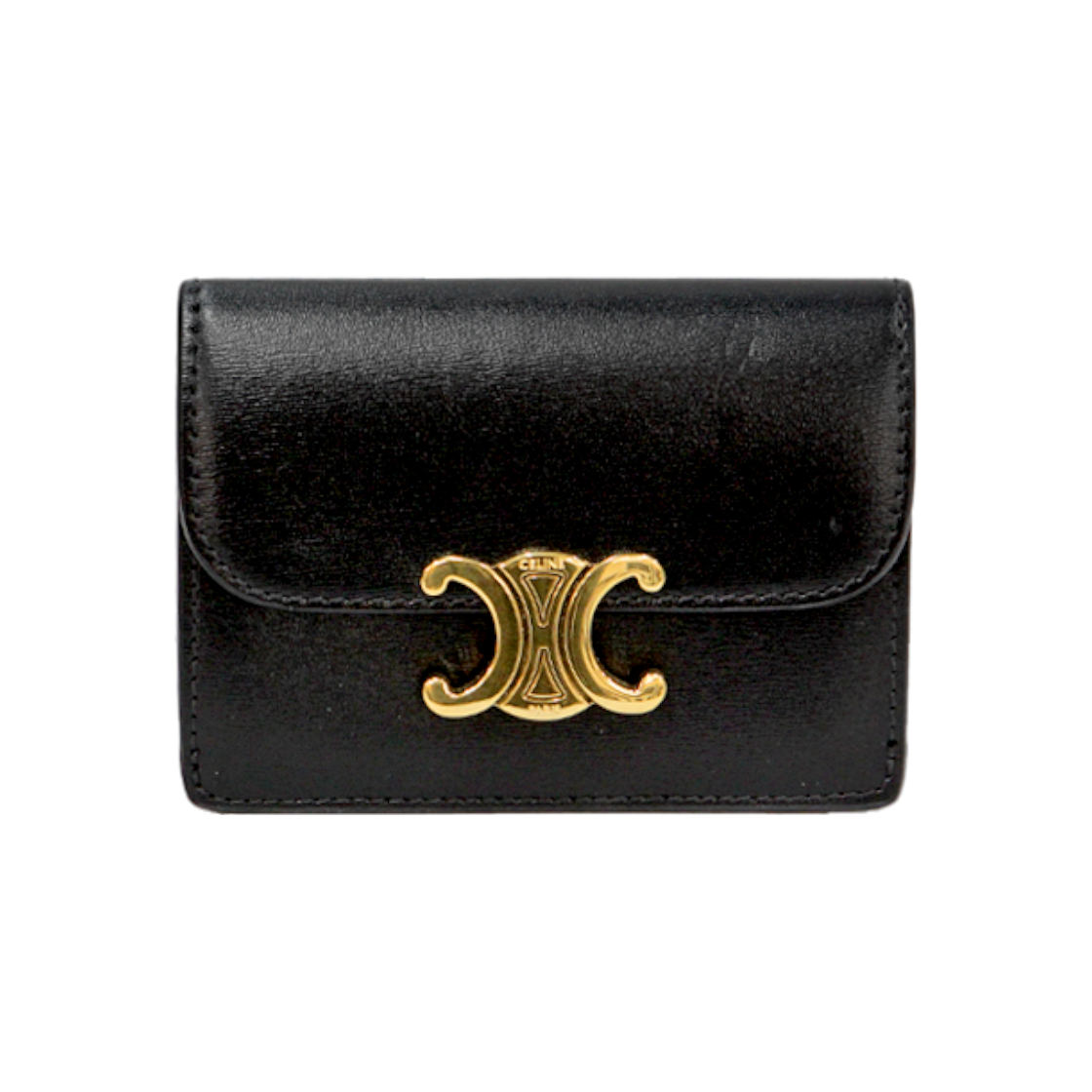 ITI6VTADWQFT Celine Black Leather Triomphe Card Holder C-B40539