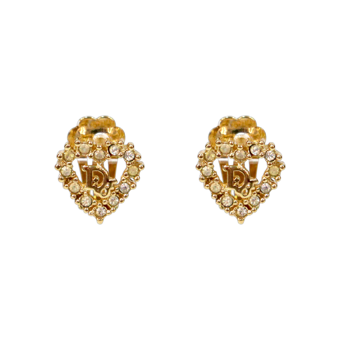 ITDU2JSFKEK3 Dior Cubic Heart Oblique Gold Earrings A-B39628