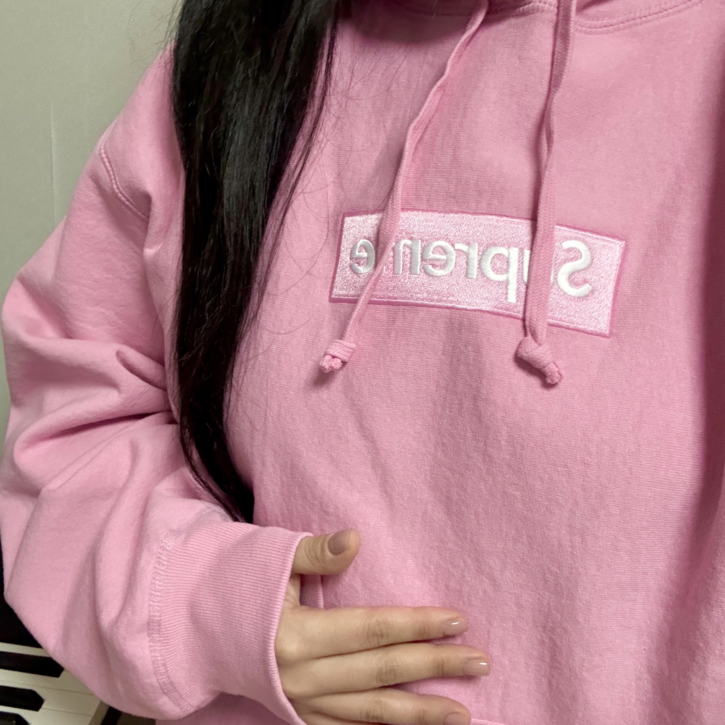 Supreme Box Logo Hooded Sweatshirt Dusty Pink - 24FW 착용 스타일