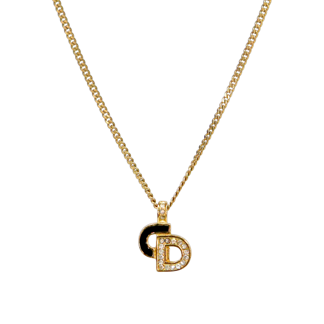 ITRFGFAK9CAQ Dior Cubic Black CD Gold Necklace A-B39827