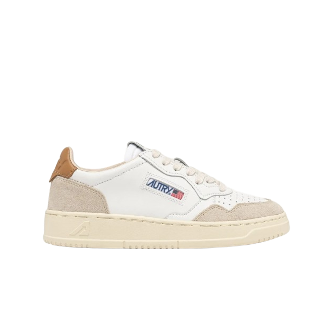 AULM-LS02 Autry Medalist Low Leather Suede Sneakers White Brown Sugar