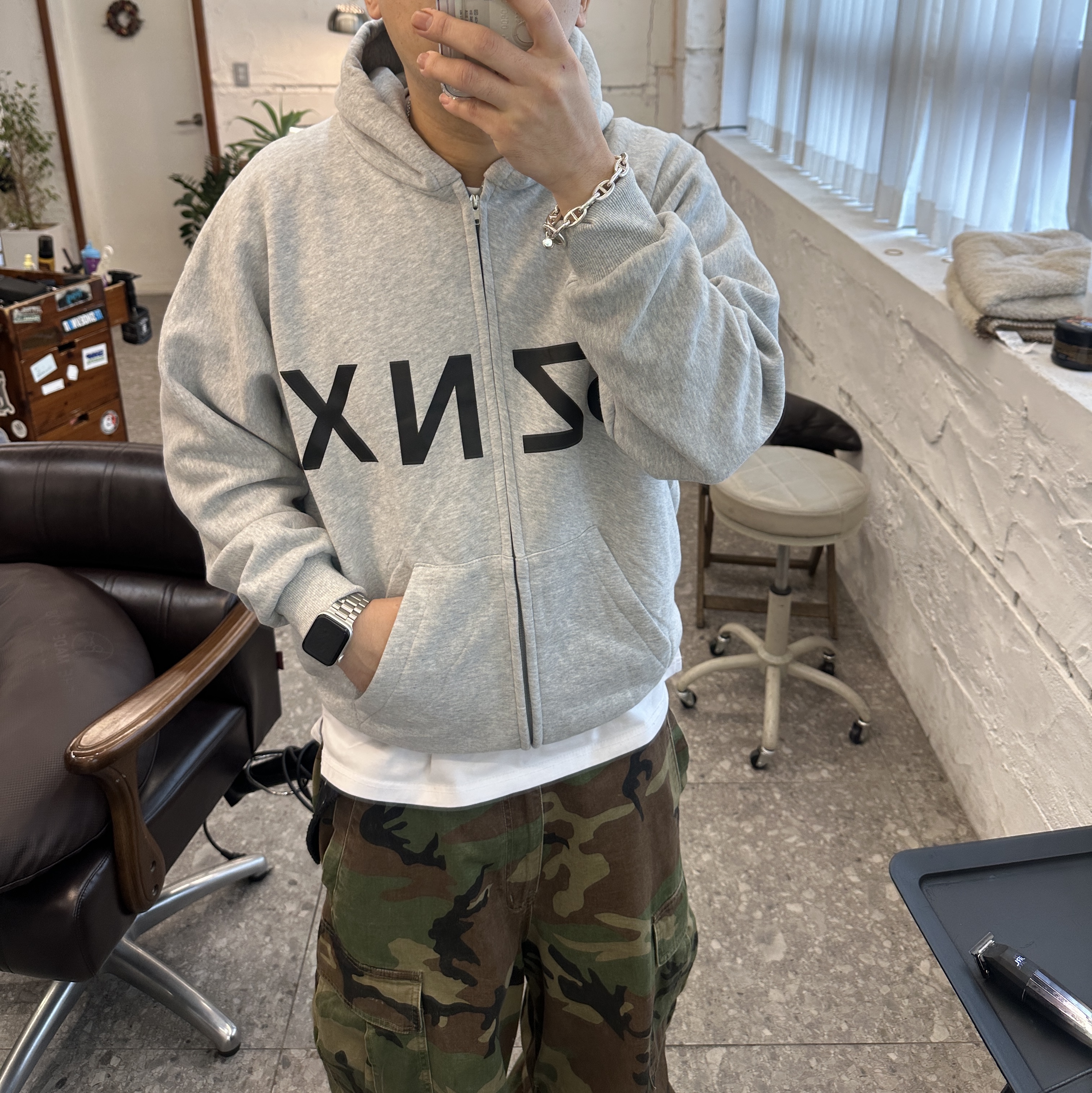 Yeezy HD-10 Grey - Korea Limited, NOD Stone Washed Cargo Pants Camo 착용 스타일 - 2