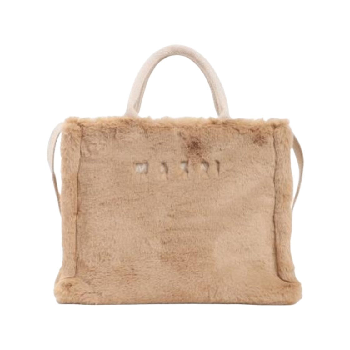 SHMP0077U6-P8681-00V42 Marni Fur Trim Small Tote Bag Nude Neutrals
