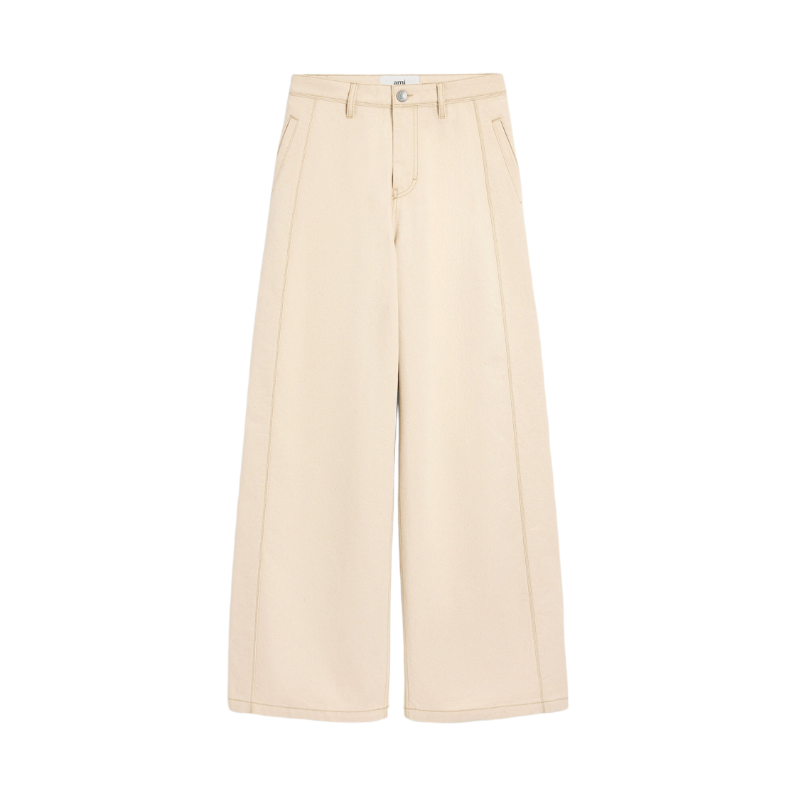 FTR822-DE0106-150 AMI Cotton Super Wide Fit Jeans Off White