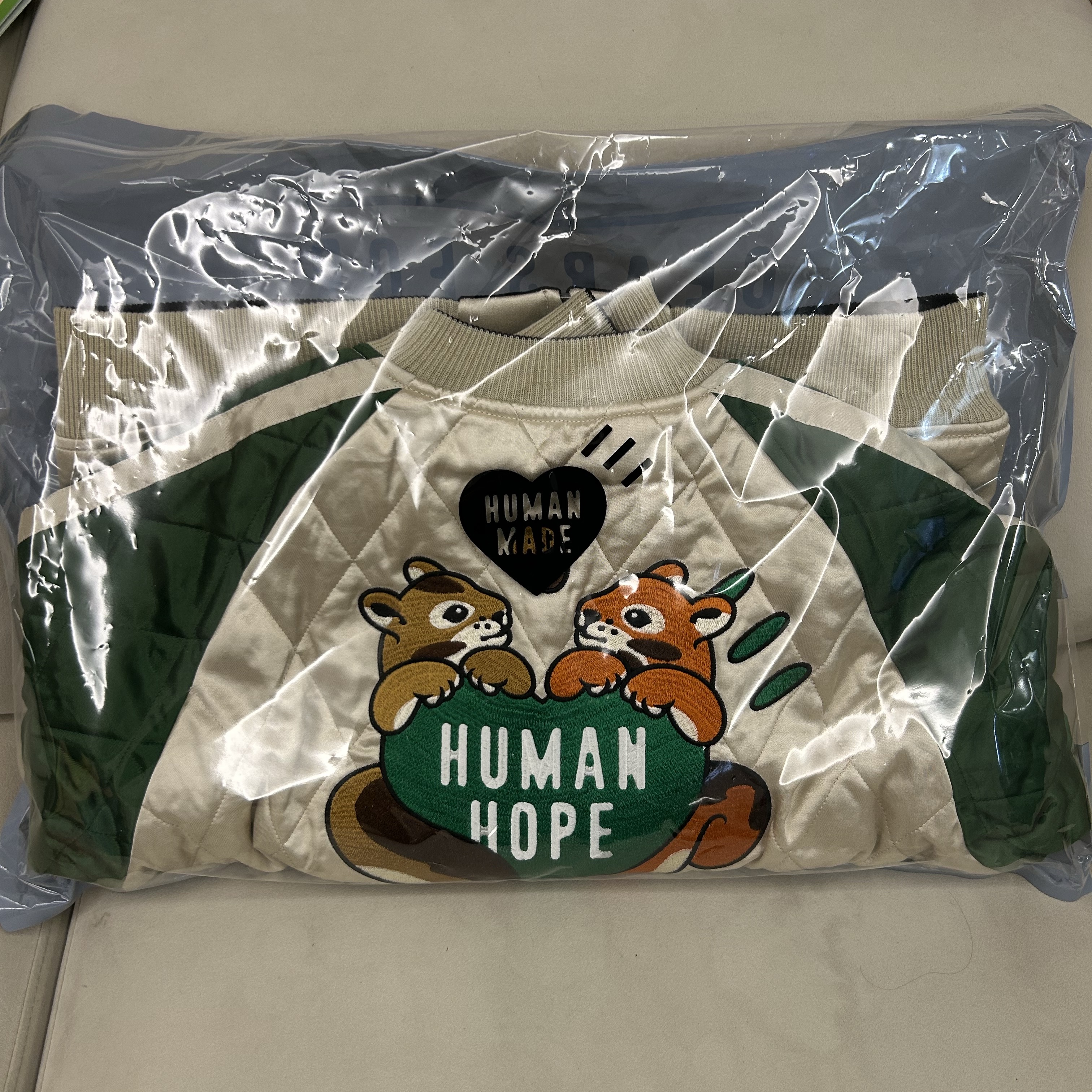 Human Made Human Hope Souvenir Jacket Green 착용 스타일