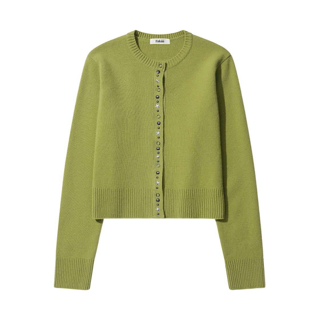 페이키 캐시미어 스파클 스타 가디건 말차 그린(Fakiii Cashmere Sparkle Star Cardigan Matcha Green)