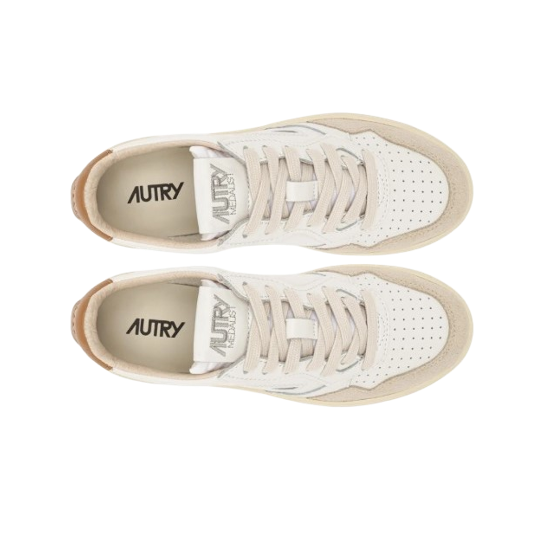 오트리 메달리스트 로우 레더 스웨이드 스니커즈 화이트 브라운 슈가(Autry Medalist Low Leather Suede Sneakers White Brown Sugar) - 2