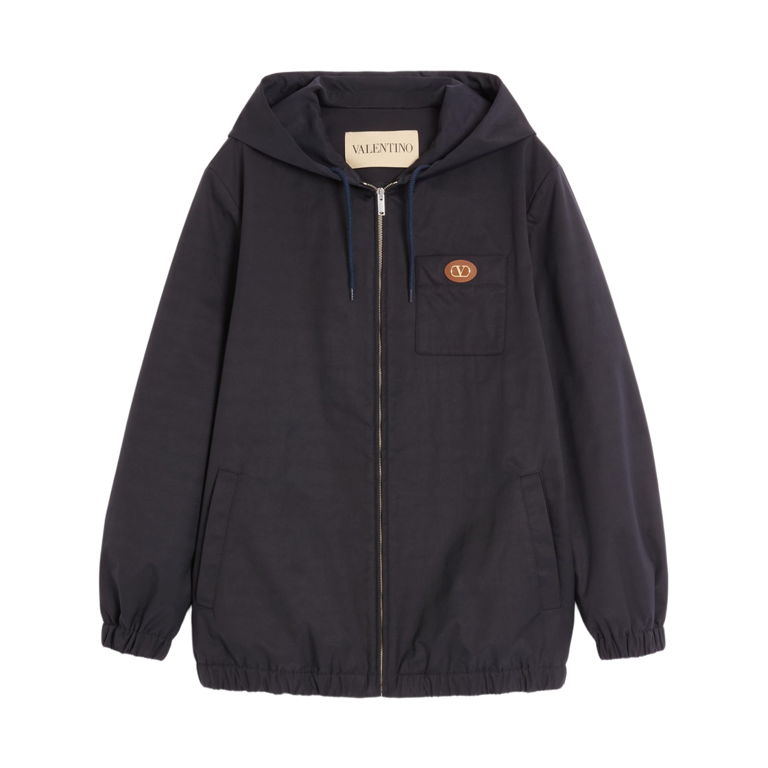 CJD41CKV598 Valentino Vlogo Patch Nylon Hooded Jacket Navy