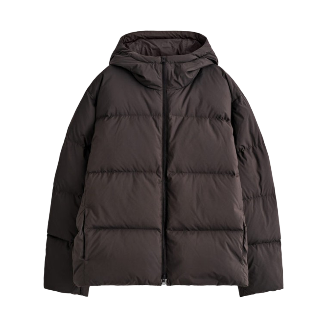 코스 퀼티드 후드 다운 자켓 다크 브라운(COS Quilted Hooded Down Jacket Dark brown)