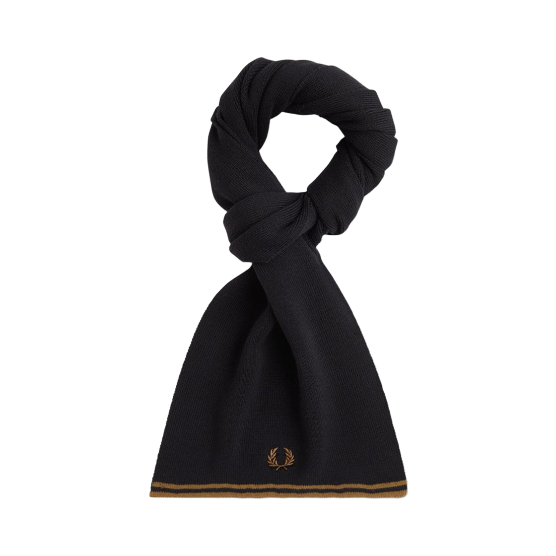 CFPU2539152-S77 Fred Perry Twin Tipped Wool Scarf Black Shaded Stone