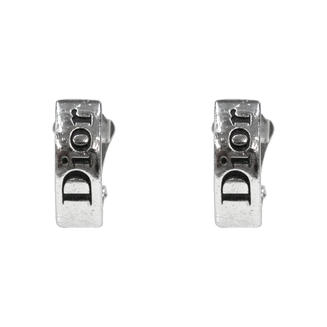 ITSWPNM83O8U Dior Black Plate Silver Earrings A-B41636