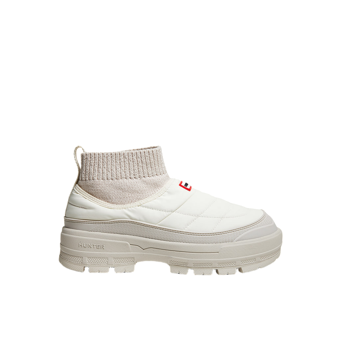 HDWK101FBZ-WHW (W) Hunter Explorer On Puffer Knitted Cuff Boots White Willow