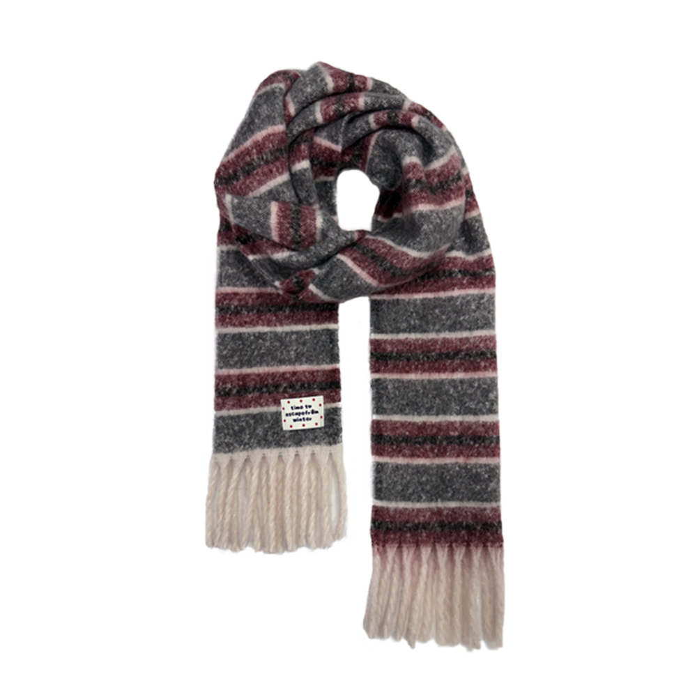 E252AO013 Escapefrom Winter Soft Stripe Muffler Red