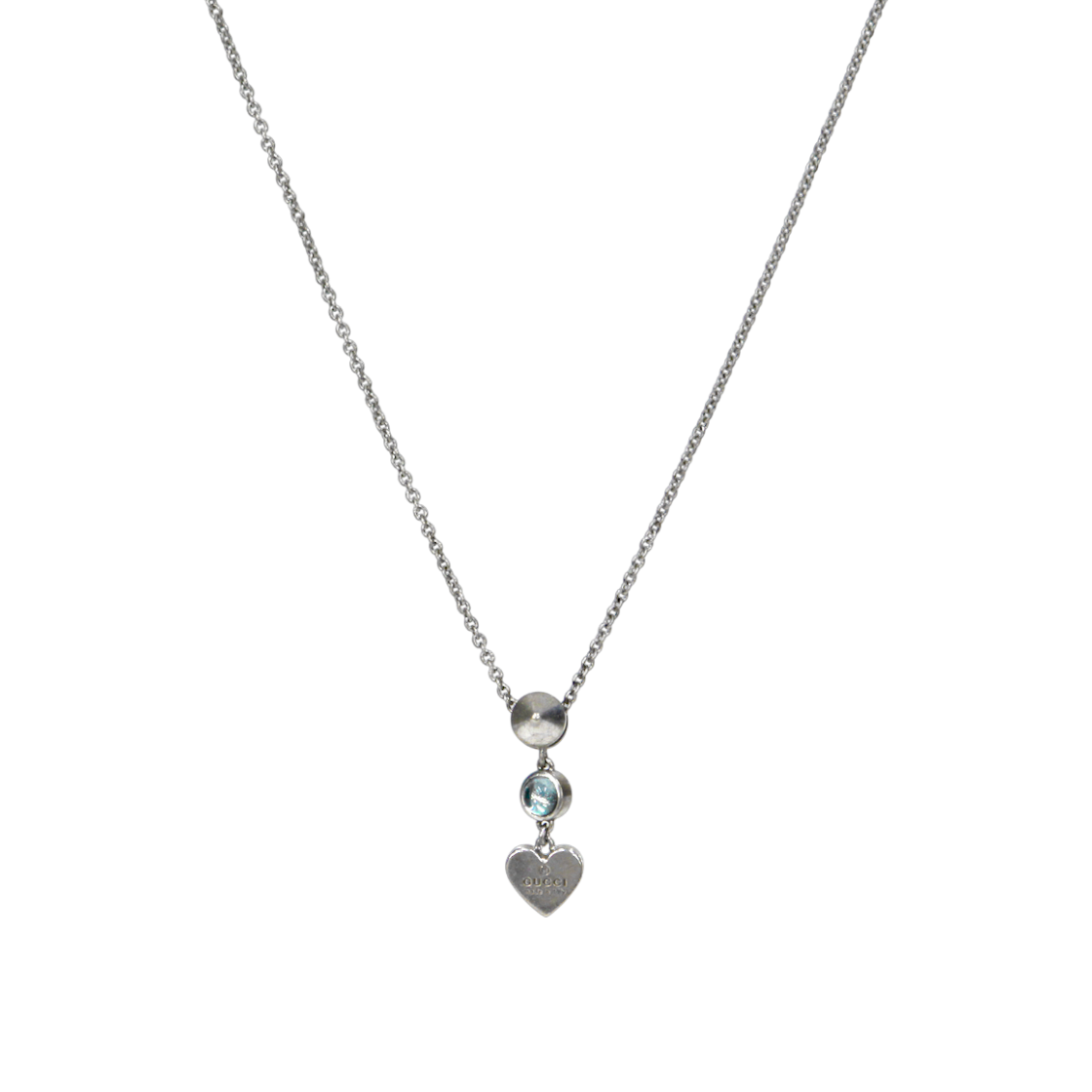 IT9WDSNAGDVC Gucci Studded Heart Silver Necklace A-B40246
