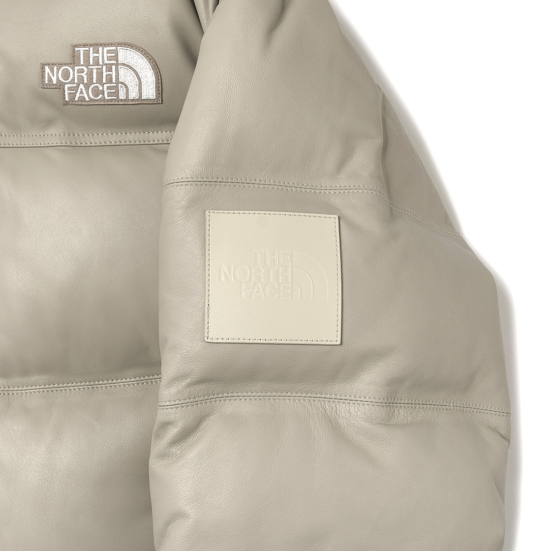 노스페이스 화이트 라벨 레더 눕시 다운 자켓 베이지(The North Face White Label Leather Nuptse Down Jacket Beige) - 4