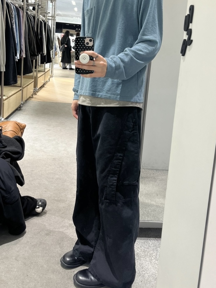 Polyteru Boarder Pants Black 착용 스타일 - 2
