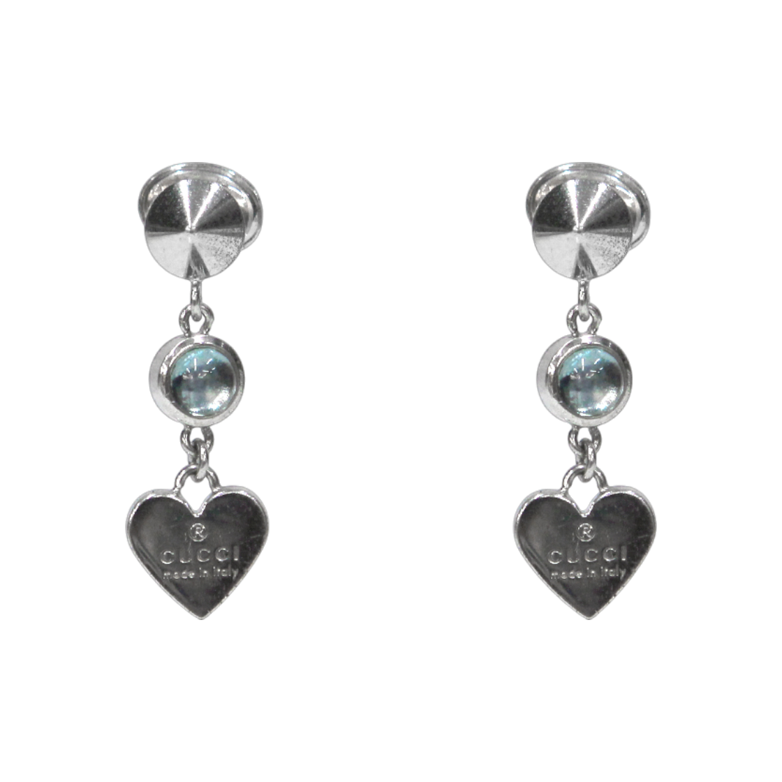 IT5TTEQNEVQP Gucci Cubic Heart Stud Silver Earrings A-B41268