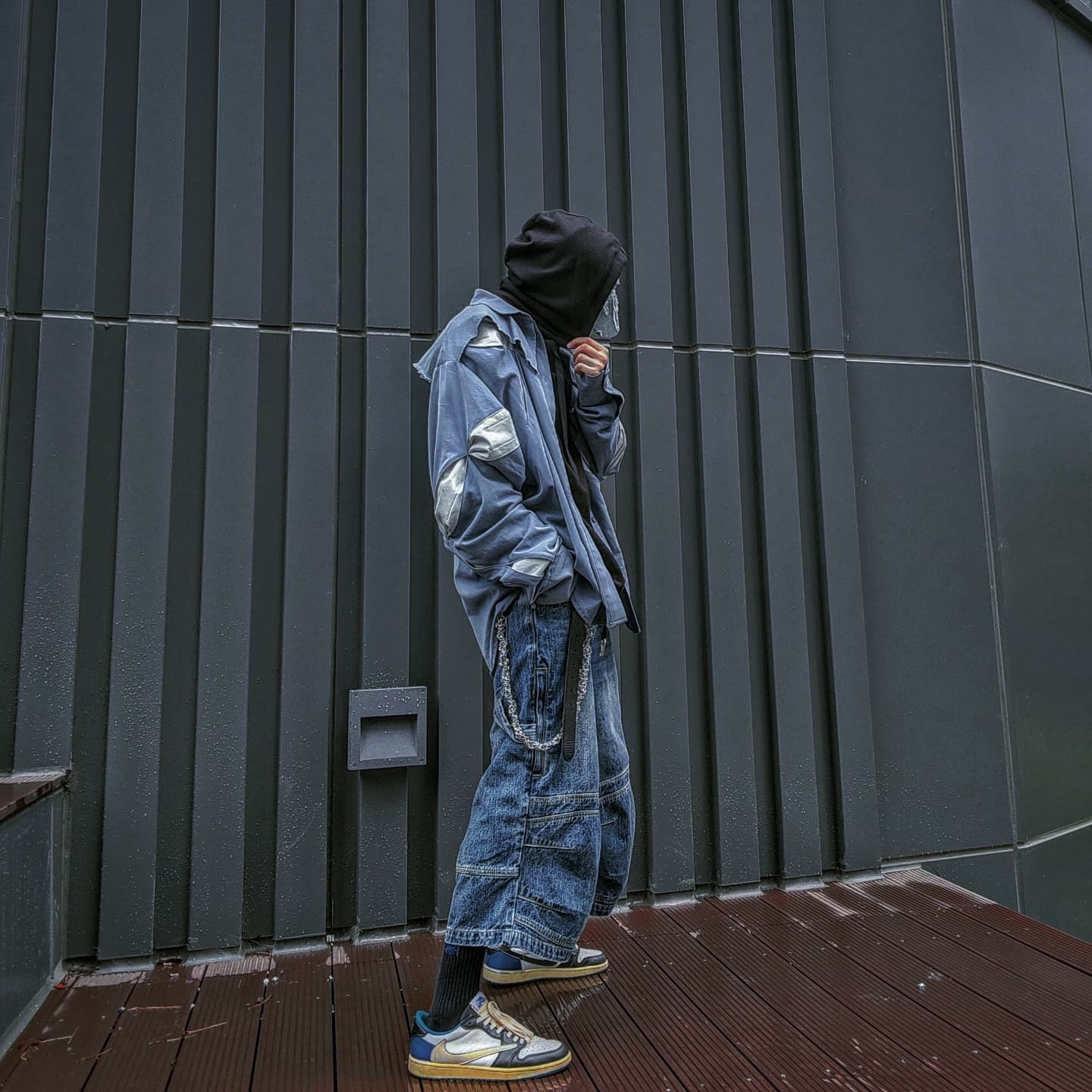 Undermycar Sioki Acken Waffle Hoodie Ink Black - 22SS 착용 스타일