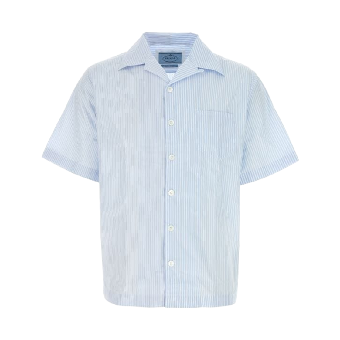 UCS406-14JS-F0W81 Prada Striped Short-Sleeved Shirt Blue White