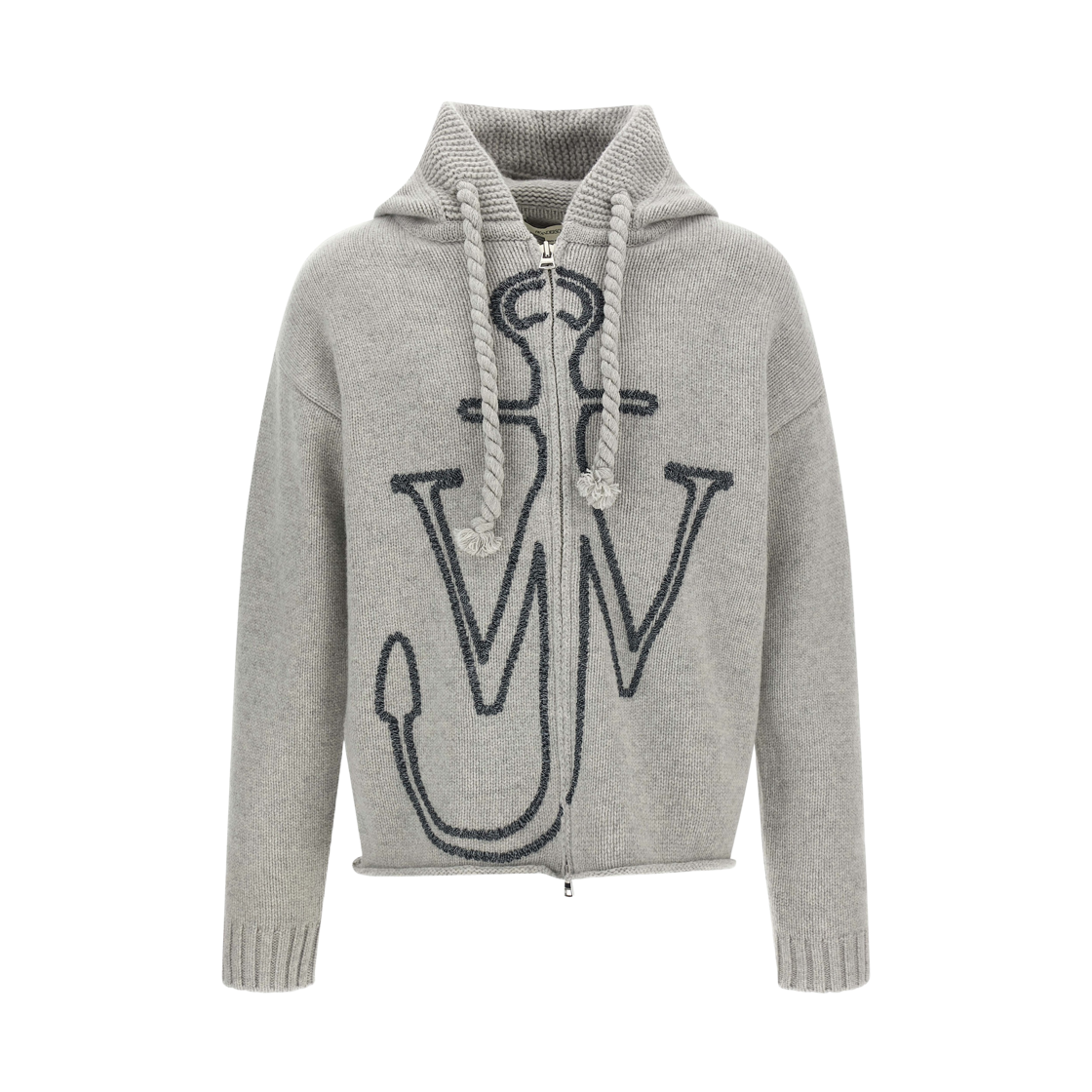 KW1429YN0412905 JW Anderson Anchor Embroidered Hoodie Grey