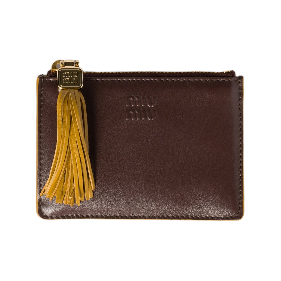 5MC093-2IDW-F04MV Miu Miu Leather Card Holder Briarwood Whisky
