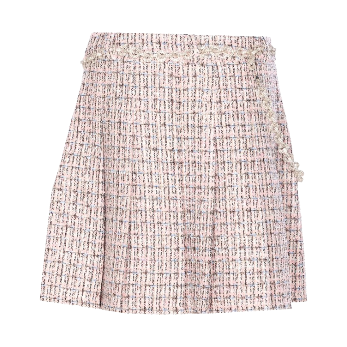 (W) 셀프 포트레이트 부클 이펙트 미니 스커트 핑크((W) Self Portrait Boucle Effect Mini Skirt Pink)