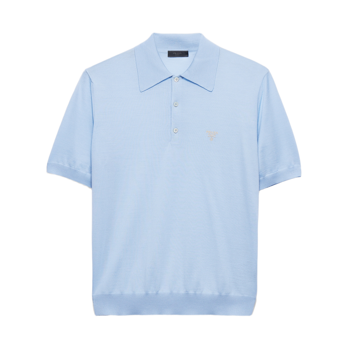 UMF003-16UP-F0012 Prada Superfine Wool Polo Shirt Sky Blue
