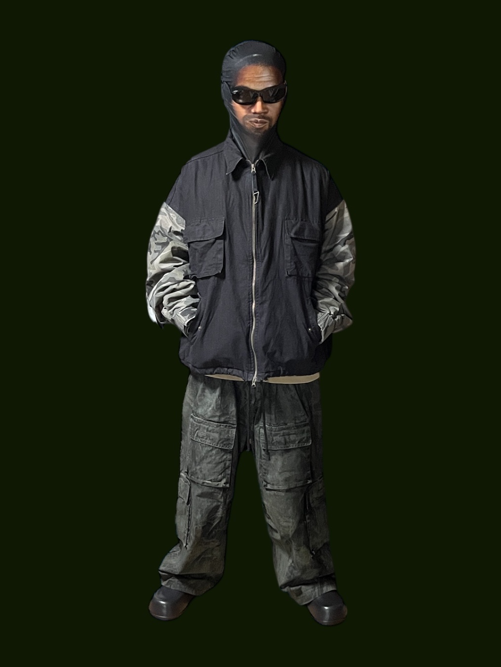 Undermycar Morph Oversized Crop Field Jacket Rock Ridge - 23SS 착용 스타일