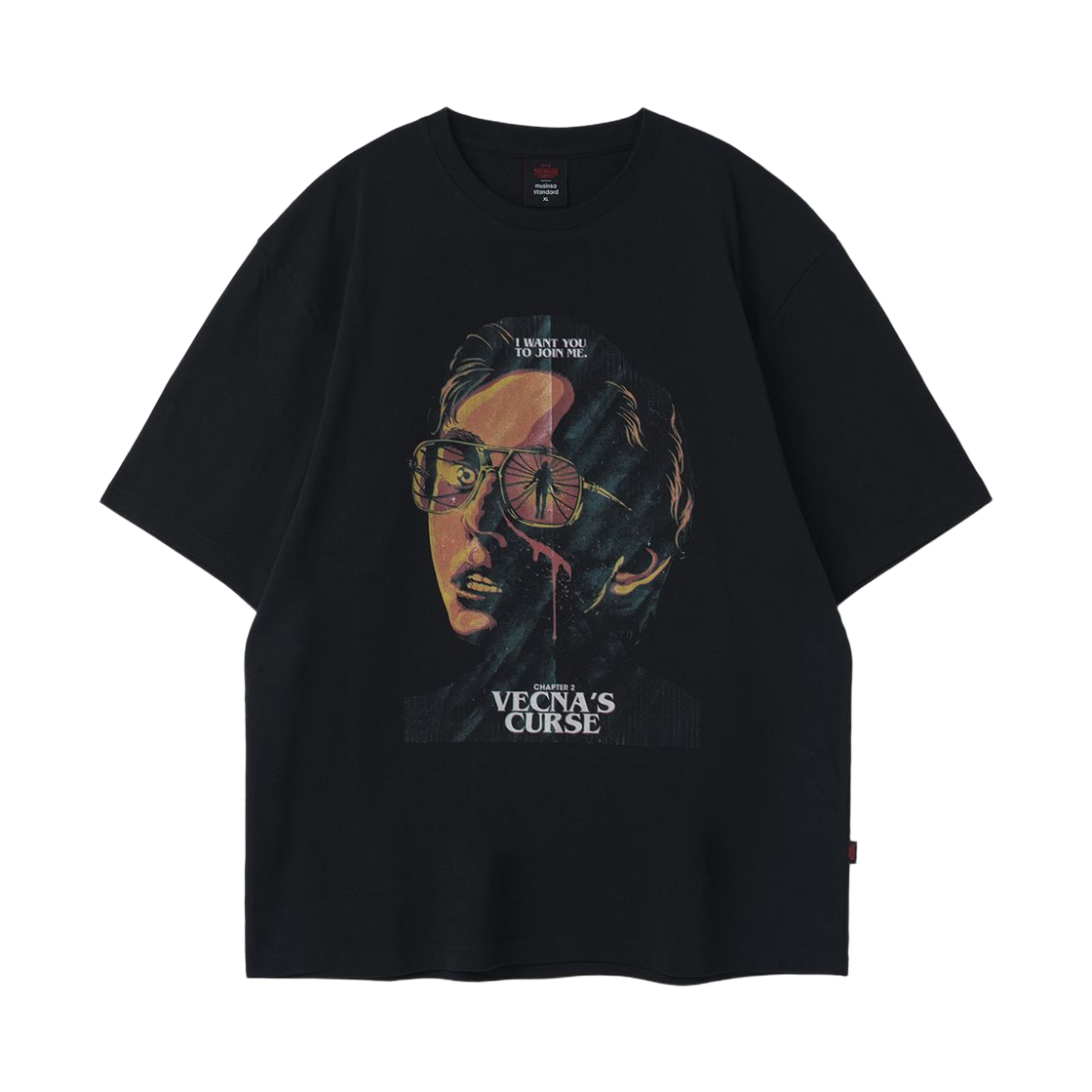 무신사 스탠다드 x 기묘한 이야기 베크나 커스 티셔츠 블랙(Musinsa Standard x Stranger Things Vecna's Curse T-Shirt Black)