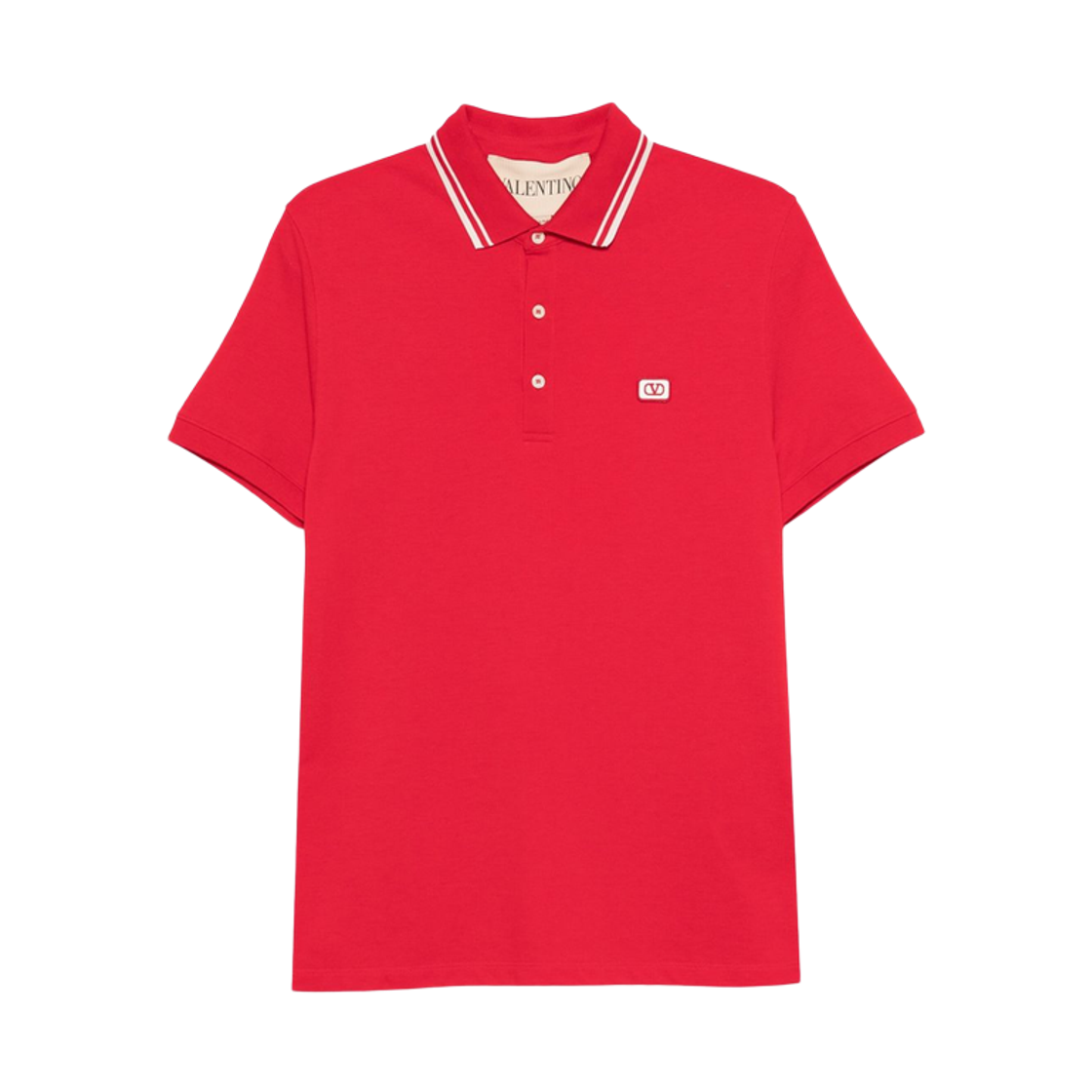 발렌티노 브이로고 패치 코튼 피케 폴로 셔츠 레드(Valentino Vlogo Patch Cotton Pique Polo Shirt Red) - 1