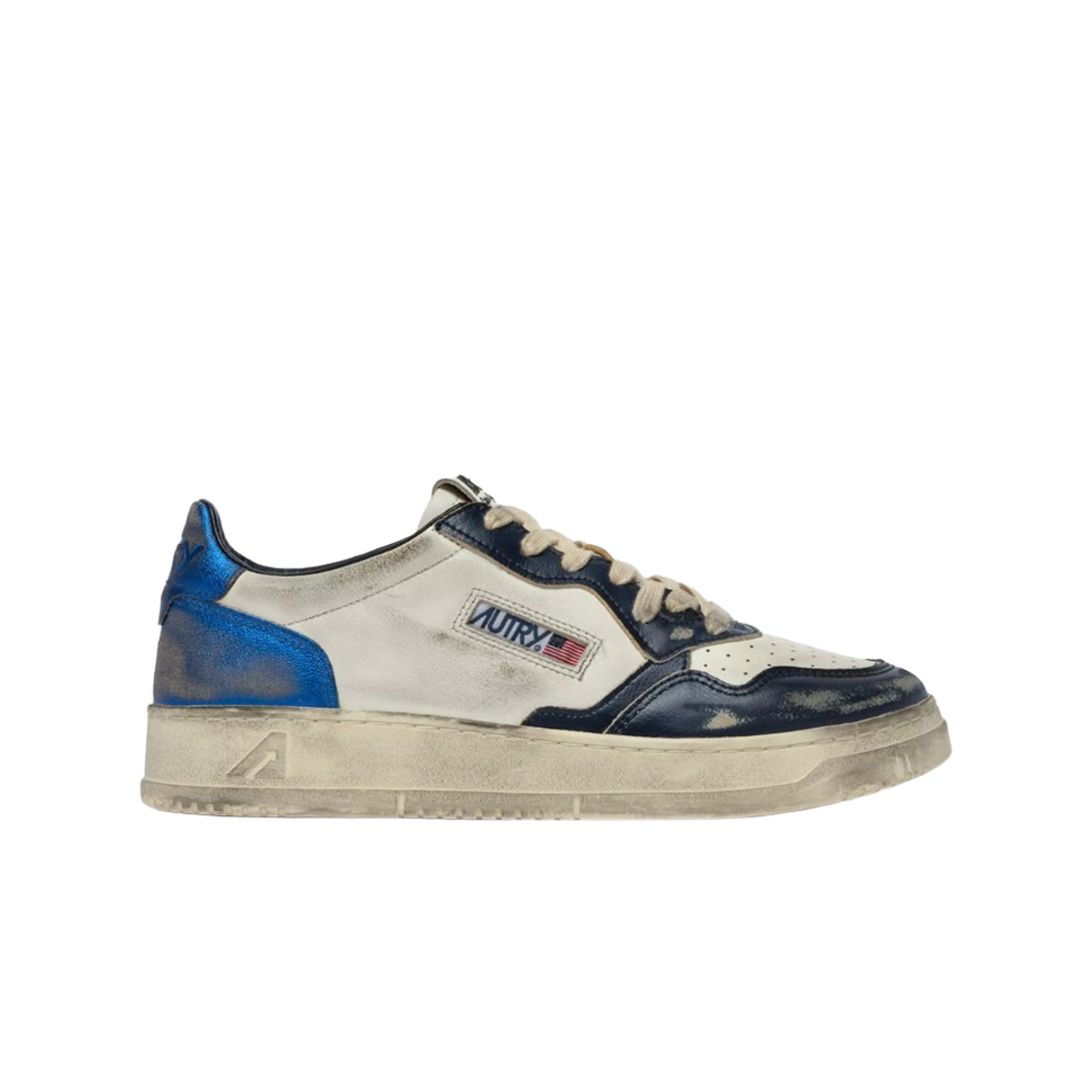 AVLM-SV55 Autry Super Vintage Medalist Low Leather Sneakers White Blue