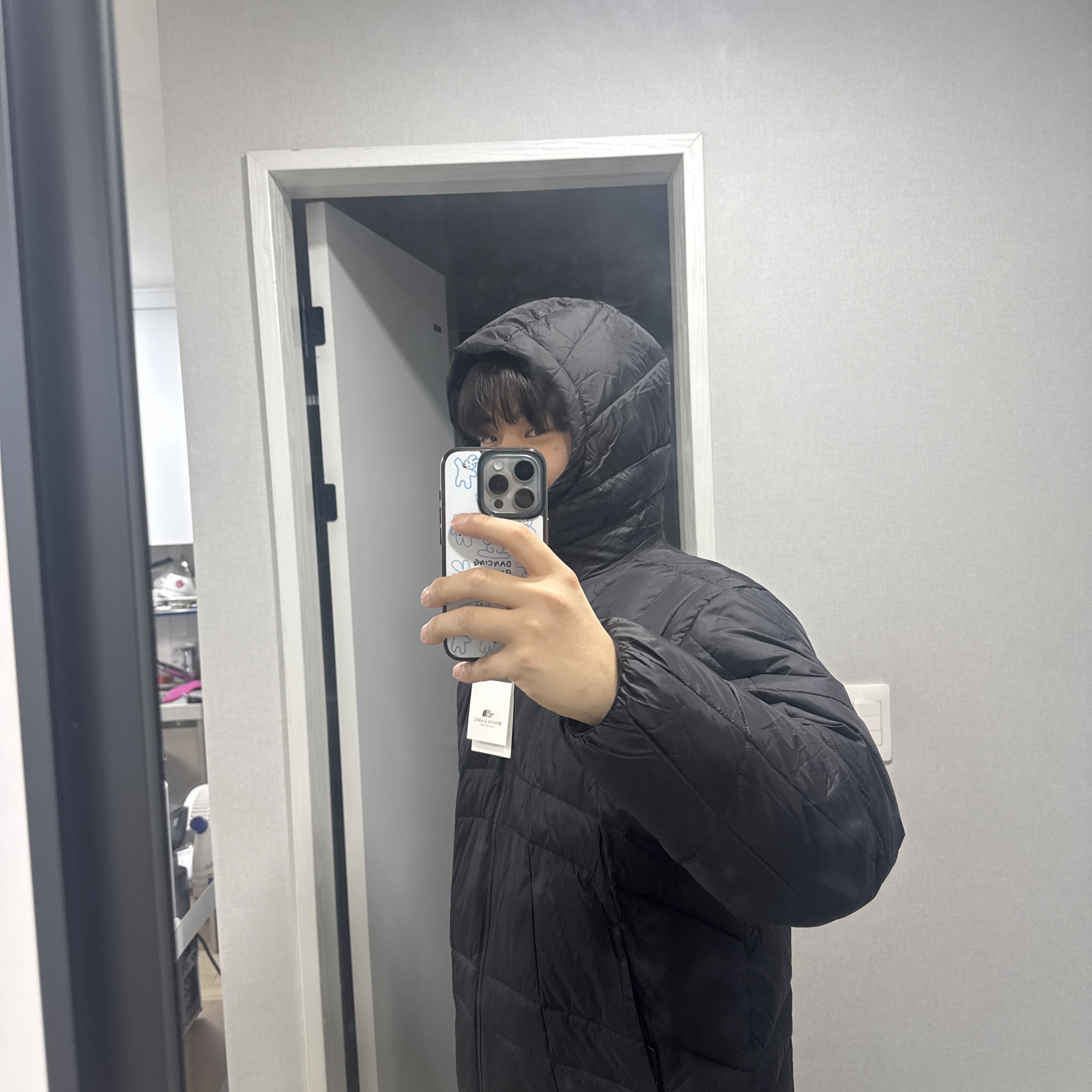 The North Face White Label Wave LT On Ball Jacket Black 착용 스타일 - 2
