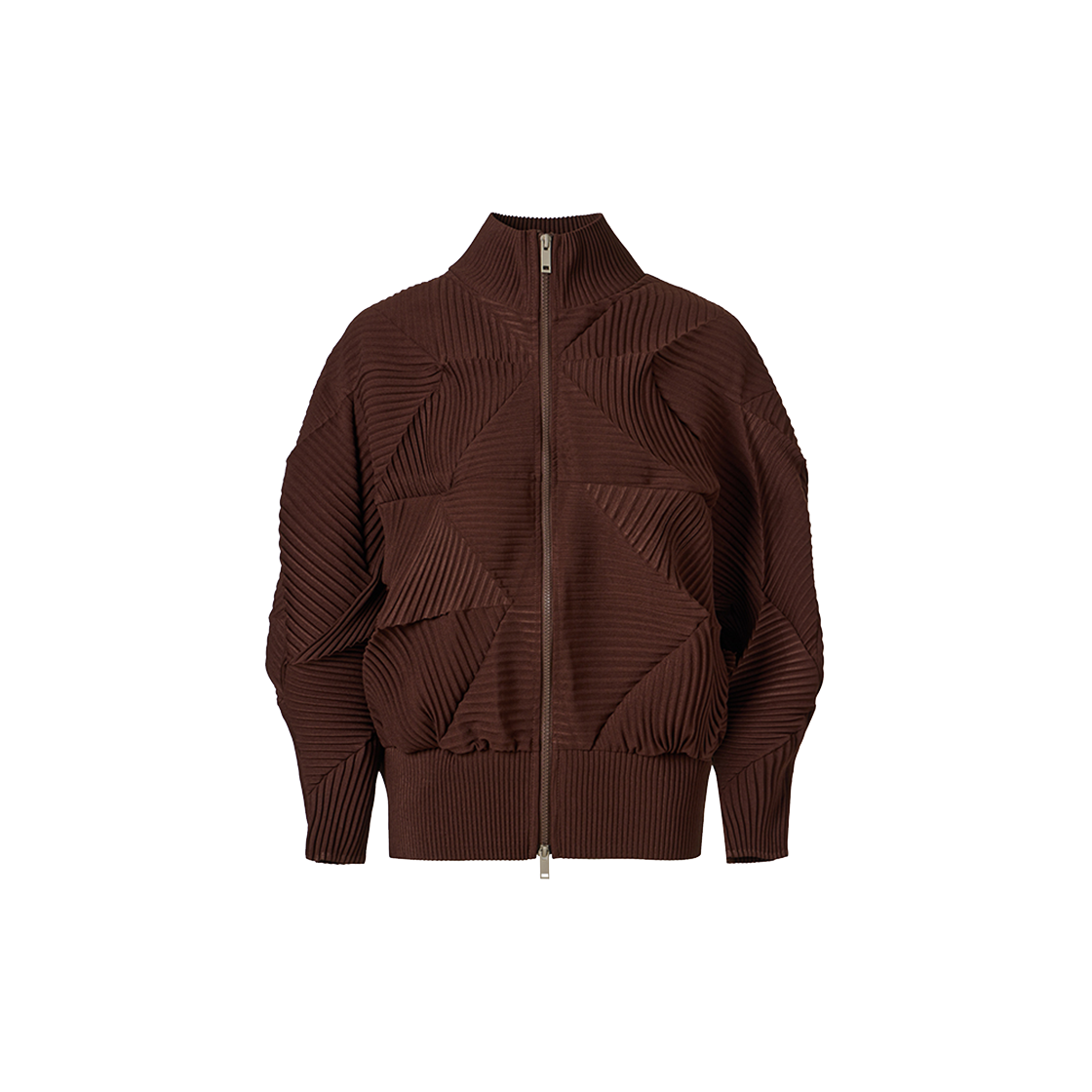 몽플리쎄 여성 헥사곤 플리츠 집업 가디건 브라운(Monplisse Women Hexagon Pleats Zip up Cardigan (Brown))