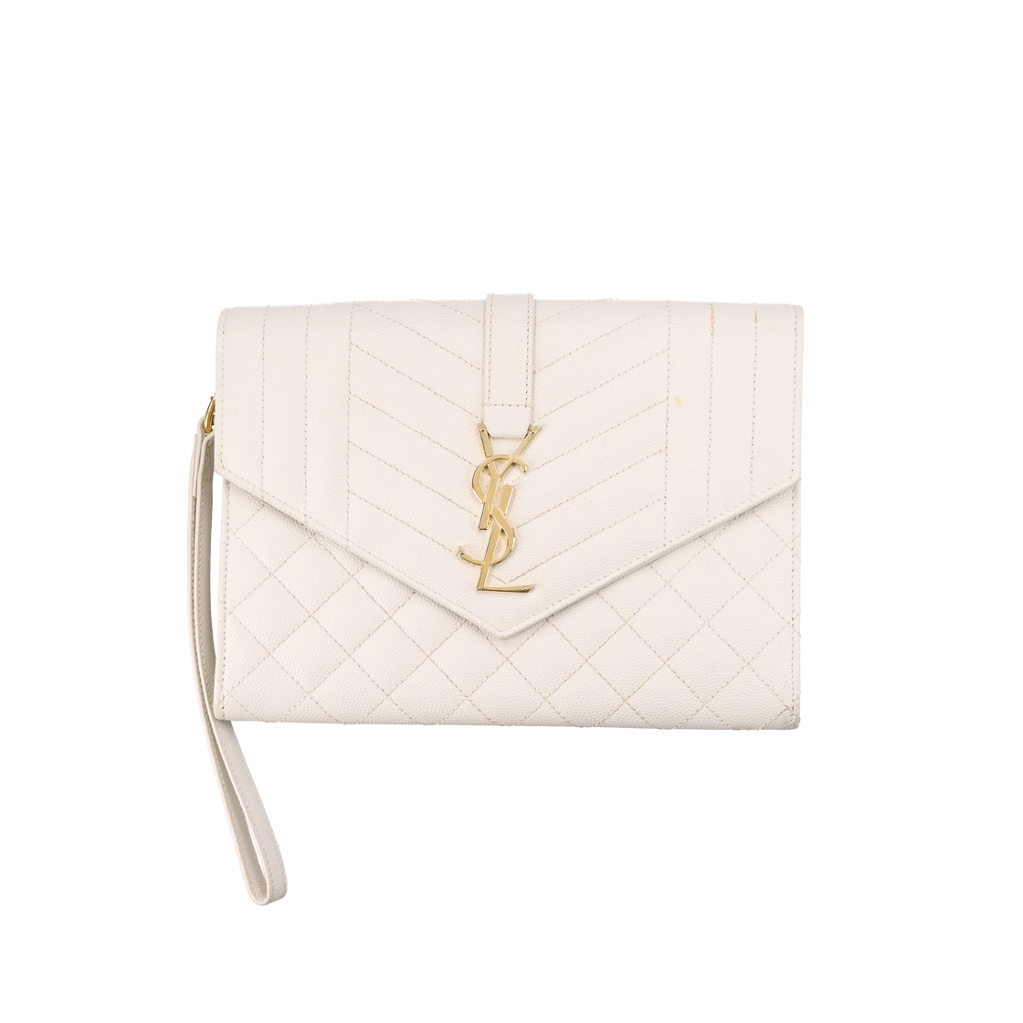 IT6HOA7PPN76 Saint Laurent 651030 Envelope Flap Pouch - White Leather